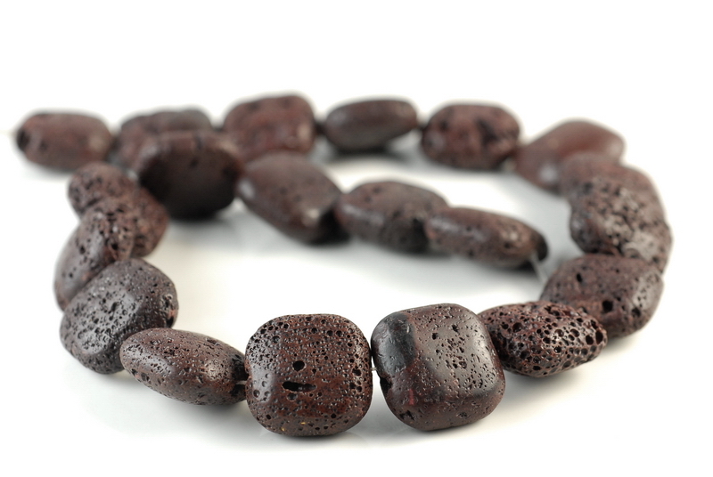 20X20MM BROWN VOLCANIC BASALTIC LAVA GEMSTONE SQUARE 20X20MM LOOSE BEADS 16inch