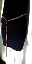 TWIN- SET SIMONA BARBIERI CEINTURE FINE EN SIMILI CUIR & CHAÎNE RRP 80€ TAILLE M