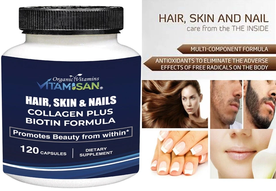 Ganancia del cabello Biotina hidrolizada DHT bloqueador crecimiento del cabello vitaminas 2500 mg mujeres hombres Foto 4 de 4