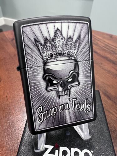 Zippo Windproof Lighter Black Matte Snap-on Tools Skull King 2017 NEW - 第 1/5 張圖片