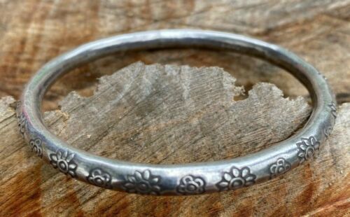 Sterling Silver Hand Engraved Bangle Karen Hill Tribe - Nomads Wales - Picture 1 of 3
