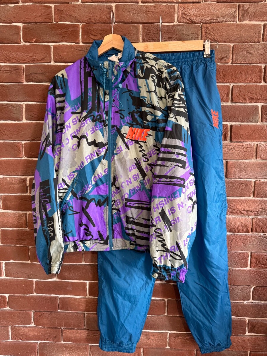 Rare 90s Vintage Nike Swoosh Logo Tracksuit Set Jacket S