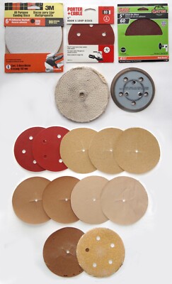 Lot of Assorted Sanding Discs - Loop & Hook, Adhesive-Backed, Most Unused