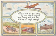 Airline Postcards Whatever Route You Choose to Take by Auto Train or Aeroplane 