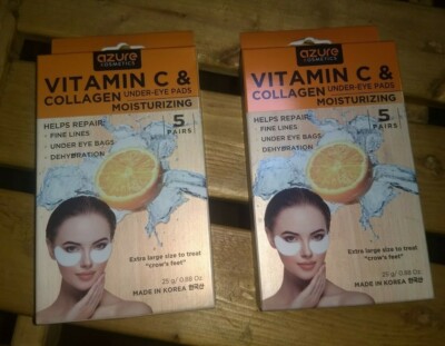 LOT of 2 NEW Azure Vitamin C & Collagen, Under-Eye Pads, Moisturizing (10 pairs)