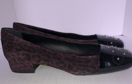 TOD’S Women’s Animal Print Suede Embellished Cap Toe Slip On Shoes 39/9 A Narrow - Picture 6 of 9