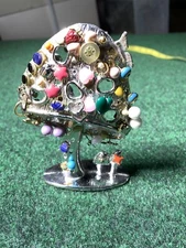 Torino Earring Tree Mushroom VTG 70s Holder Silver Tone Display As Shown Pairs