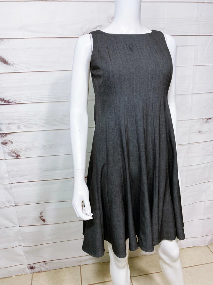 Calvin Klein Womens Fit & Flare Dress Size 4P Gray Lined Sleeveless Back Zip - Image 2 of 4