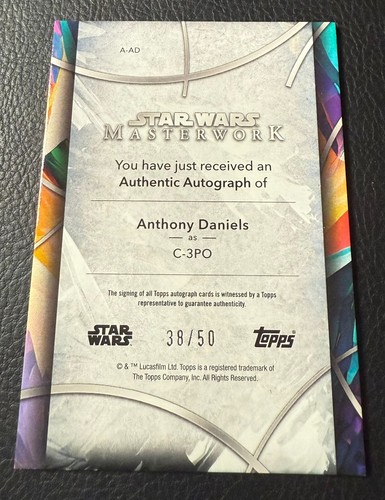 2024 Topps Masterworks /50 Auto Anthony Daniels as C-3PO. - Picture 2 of 2