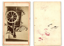 La marchande de lait, charrette à chien, Pays-Bas  Vintage albumen print CDV.