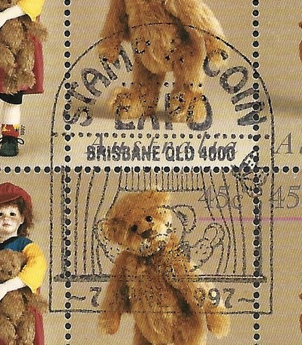 1997 Australia - Dolls & Bears Sheet o/p Brisbane Stamp Expo CTO - Exhib cancel - Picture 3 of 3