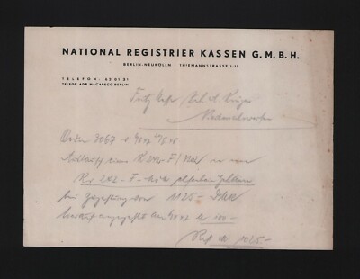 BERLIN, Brief 1948, National Registrier Kassen GmbH
