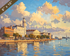 Pintura al óleo del horizonte de Charleston impresión 8x10