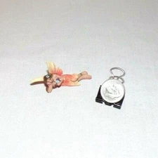 Dollhouse Miniature Fairy Garden Figurine Statue Tiny 1" Glitter Flowers Pink