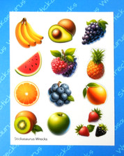 Fresh Fruit Sticker Sheet Grapes Berries Orange Bananas Apple Kiwi Pineapple Fresh Fruit Sticker Sheet Grapes Berries Orange Bananas Apple Kiwi Pineapple