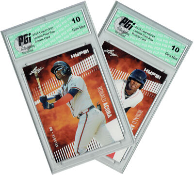 Ronald Acuna Jr. 2018 Leaf HYPE! #1 2-Card Lot Rookie Card PGI 10