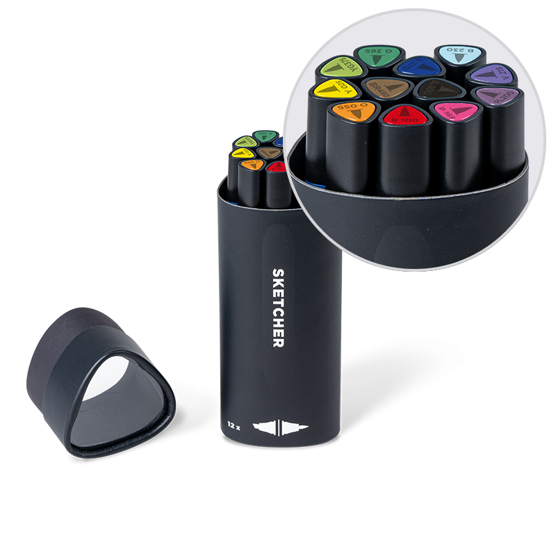 Molotow Sketcher Marker Set 12 Pack - Main Kit 1 - Multi Coloured Pen Bundle