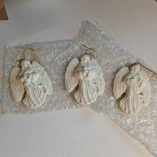 White Bisque Porcelain Angel Ornaments SET OF 3
