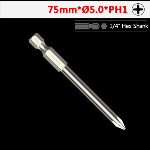 PH00 PH0 PH1 PH2 Phillips Screwdriver Bit Set 1/4" Hex Shank 50/75/100/150/200mm - Picture 33 of 65