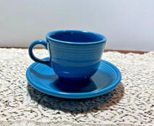 Fiesta Cup & Saucer Set Peacock Blue Homer Laughlin HLC Fiestaware Made in USA