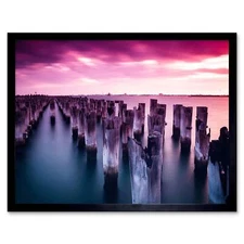 Princes Pier Sunrise Melbourne 12X16 Inch Framed Art Print