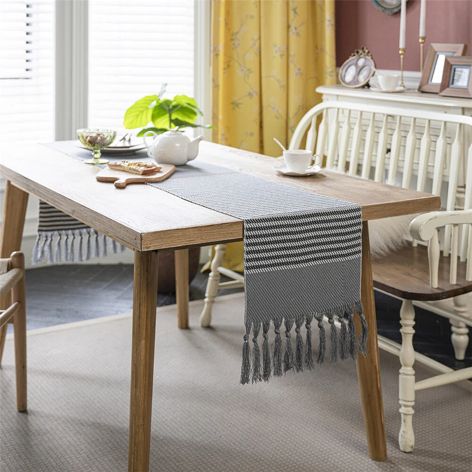 Jacquard Tassel Table Runner for Wedding Party Tablecloth Dining Room Kitchen - Image 4 of 4