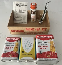Simoniz Electric Polisher Floor Wax 1959, Unused with Applicator. Metal Cans