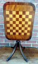 Regency style chess table mahogany satinwood antique games chequers side lamp