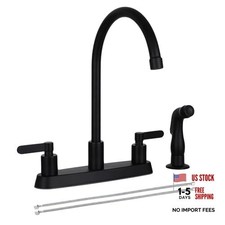 Kitchen Faucet with Side Sprayer, Matte 2 Black 2 Handle with Side Sprayer