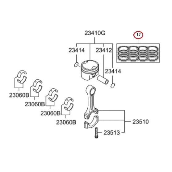 Juego de anillos de pistón de motor originales OEM Hyundai Kia 2.4L 2013-22 *Ver compatibilidad Foto 4 de 4