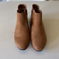Cat Jack Opal Brown Solid Faux Suede Zip Round Toe Ankle Boots Kids 2
