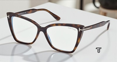 Tom Ford FT5844 B 052 Injected Dark Havana 55 mm Women's Eyeglasses