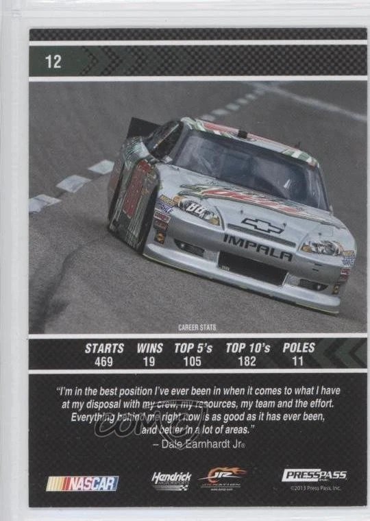 2013 Press Pass Total Memorabilia Gold /275 Dale Earnhardt Jr #12 HOF - Image 2 of 2
