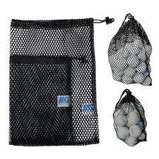 Mesh Bags with Drawstring - 2 Pack Nylon Golf Ball Storage Mesh Bags Sports Equi