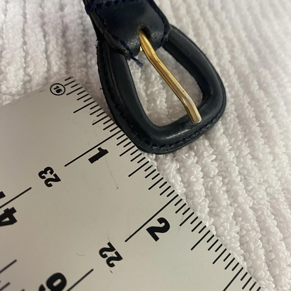 Cinturón Ralph Lauren Mujer Mediano Azul Marino Cuero Genuino Hebilla Dorada RL Clásico Foto 4 de 4