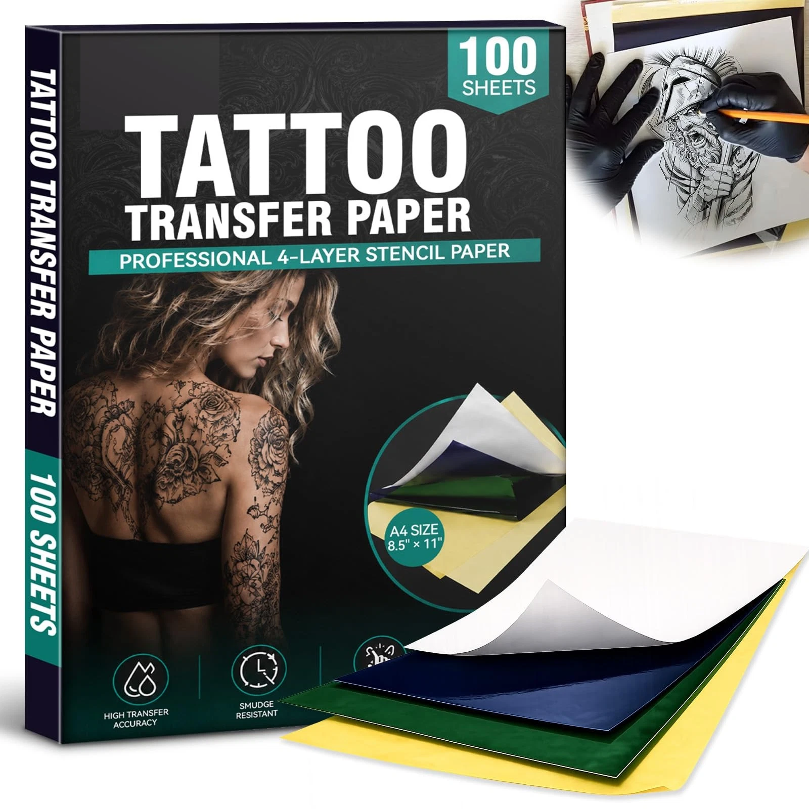 Clennaner Tattoo Transfer Paper, 8.5x11 Thermal Stencil - product detail image 1