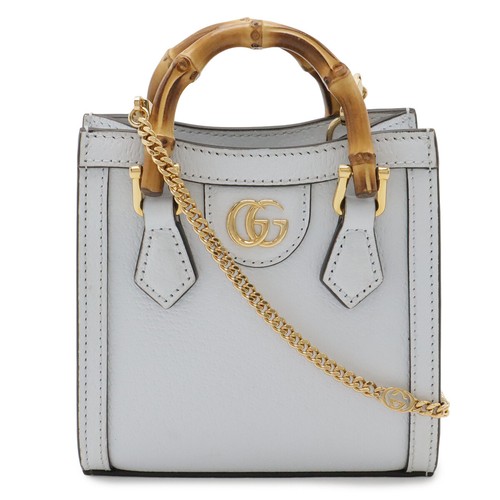 GUCCI Handbag Diana Nano Leather Pale Blue Authentic From Japan