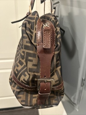 Fendi Zucca FF Shoulder Bag Vintage Brown Black Canvas Tote | eBay