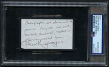 Chuck Yeager signed autograph 2x3.5 cut Broke Speed of Sound PSA Slabbed