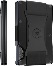 New The Ridge Minimalist Wallet Card Holder Aluminum Wallet - Cash Strap Black