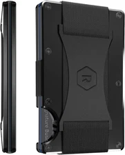New The Ridge Minimalist Wallet Card Holder Aluminum Wallet - Cash Strap Black