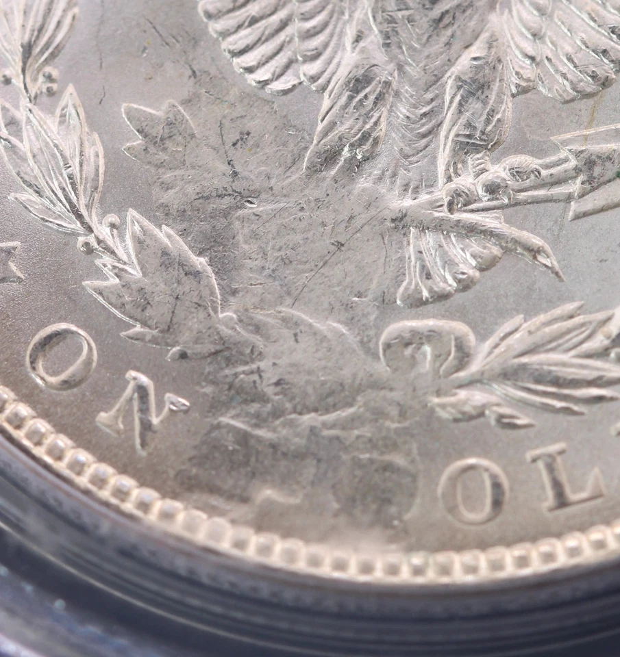 1921-P  Morgan Silver Dollar $1 NGC MS 64 "Struck Through Reverse" (Chunk Gone!) - Image 2 of 4