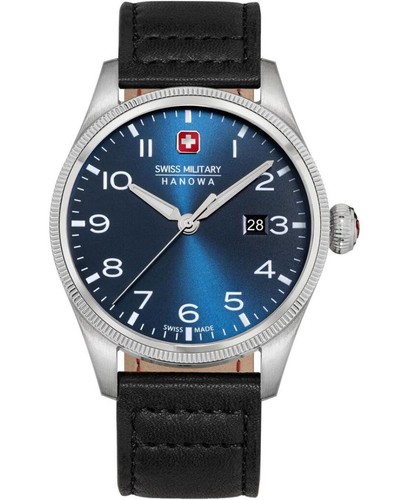 Orologio SWISS MILITARY HANOWA Uomo Analogico Quarzo Casual Abito Classico Quadrante Blu Wat - Foto 2 di 7