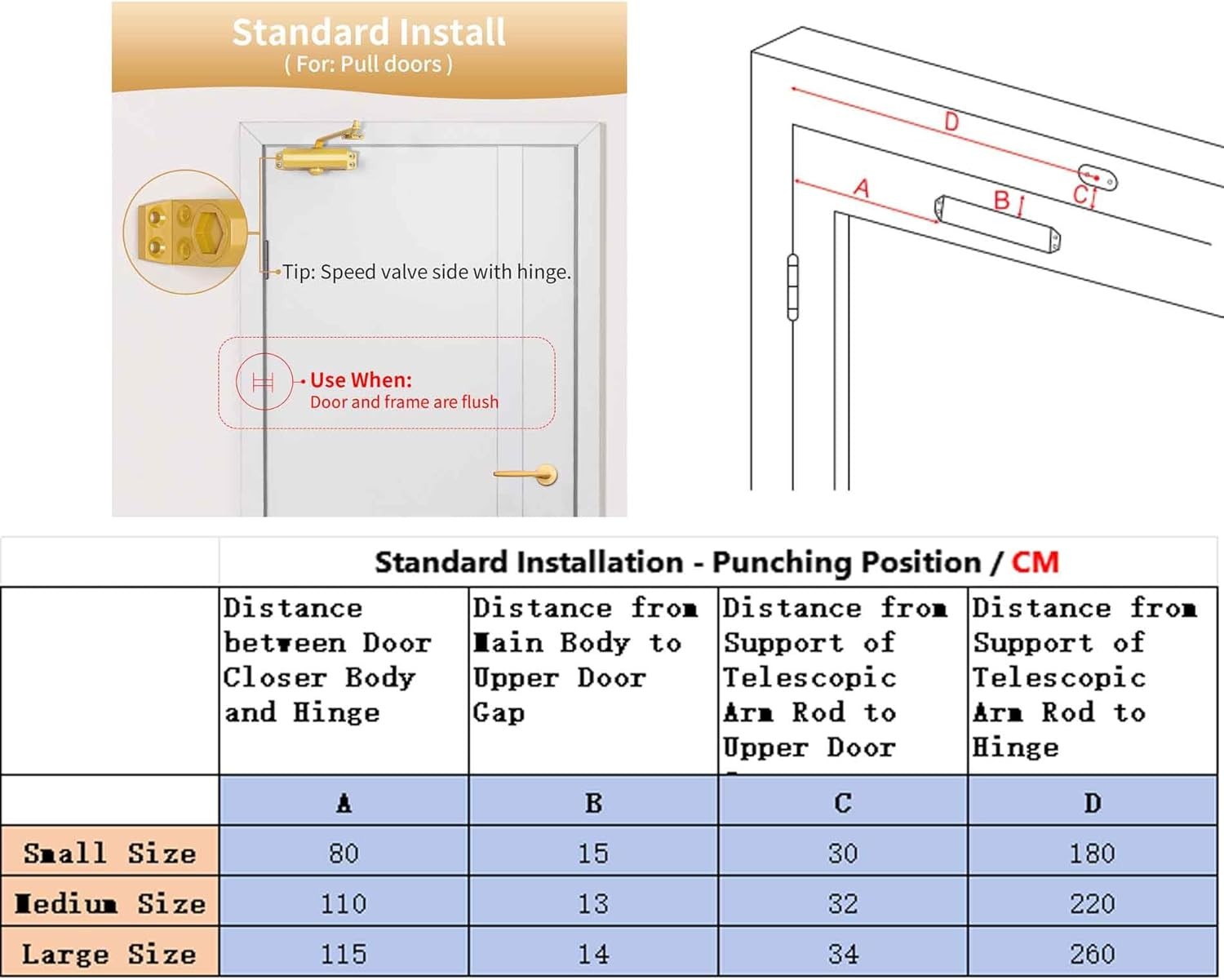 Door Closers Commercial, Hydraulic Door Closer with Hold Open, Heavy Duty Doo...