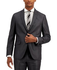 Kenneth Cole Mens Slim fit Suit Jacket Blazer 46 R Charcoal Grey Solid