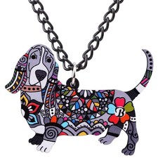 Acrylic Basset Hound Necklace Pendant Cute Pet Dog Jewelry Accessories Gift for