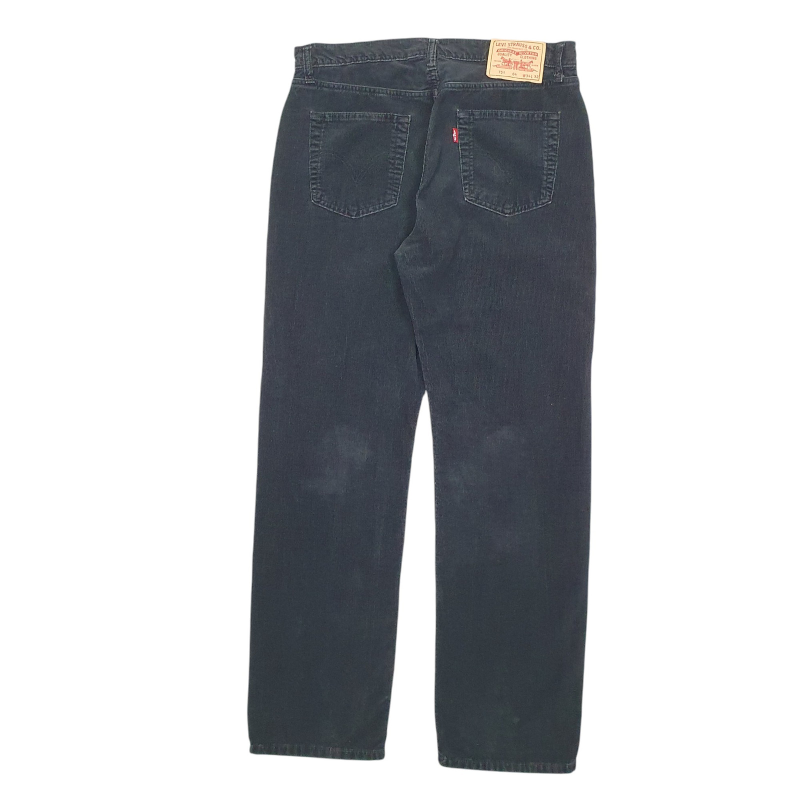 LEVIS 751 Corduroy Trousers Cord Jeans Cotton Black Mens W34 L32 image 3