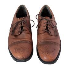 Chaps Men's Leather Cap Toe Lace Up Oxford Shoes 12 M Brown ***READ