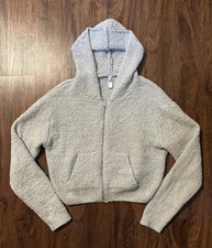SKIMS Cozy Knit Zip Up Hoodie Pistachio Loungewear Sweatshirt S/M Green Teddy