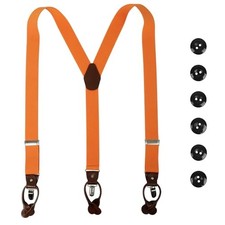 Men Suspenders Adjustable,1.4 Inch Wide Heavy Duty Y-Back Elastic Orange